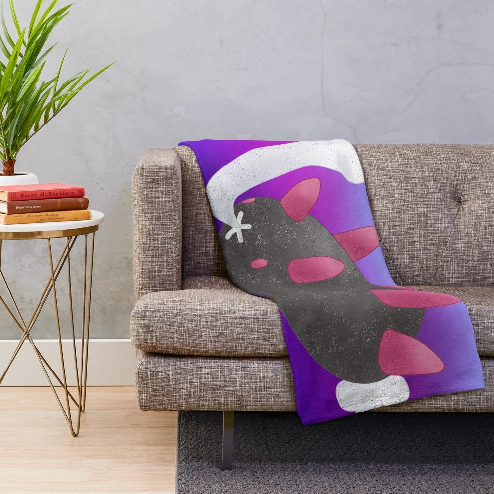 Cozy plush blanket featuring the cute and quirky video game character Pyukumuku