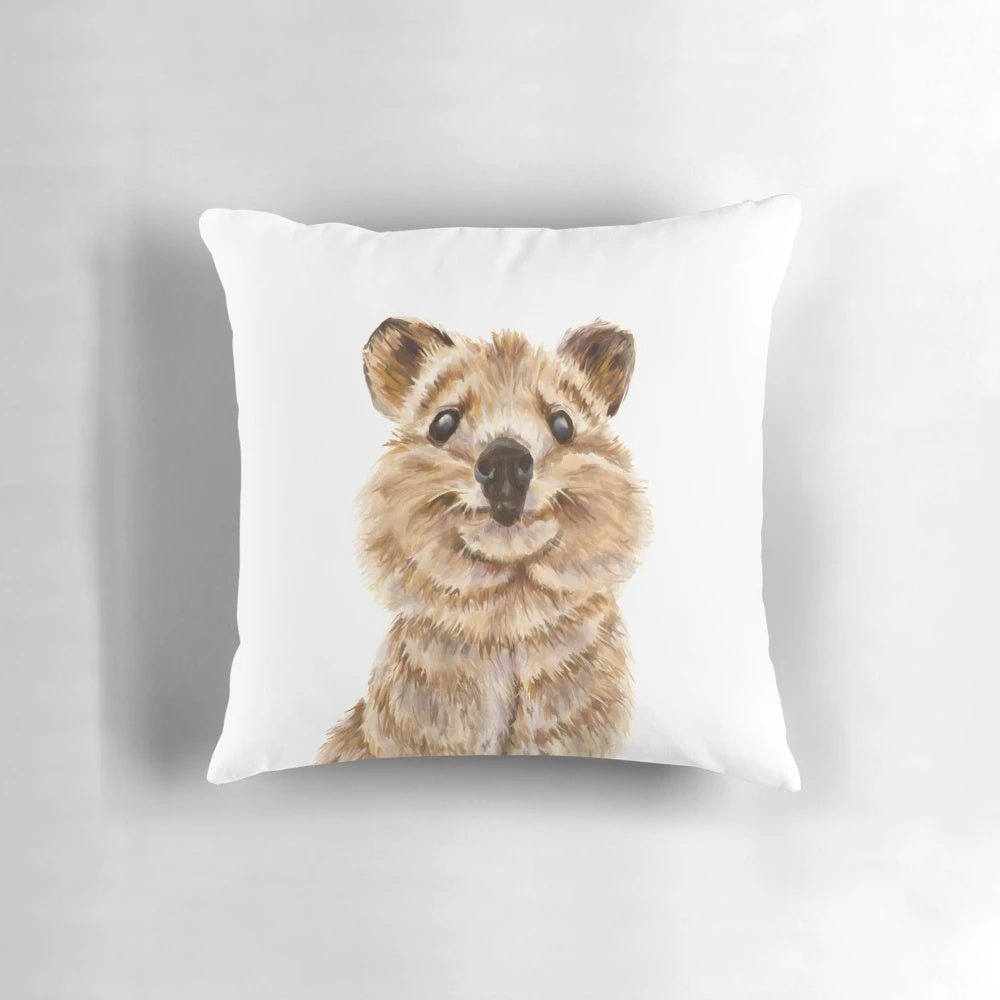 Plush quokka pillow with a charming, smiling face