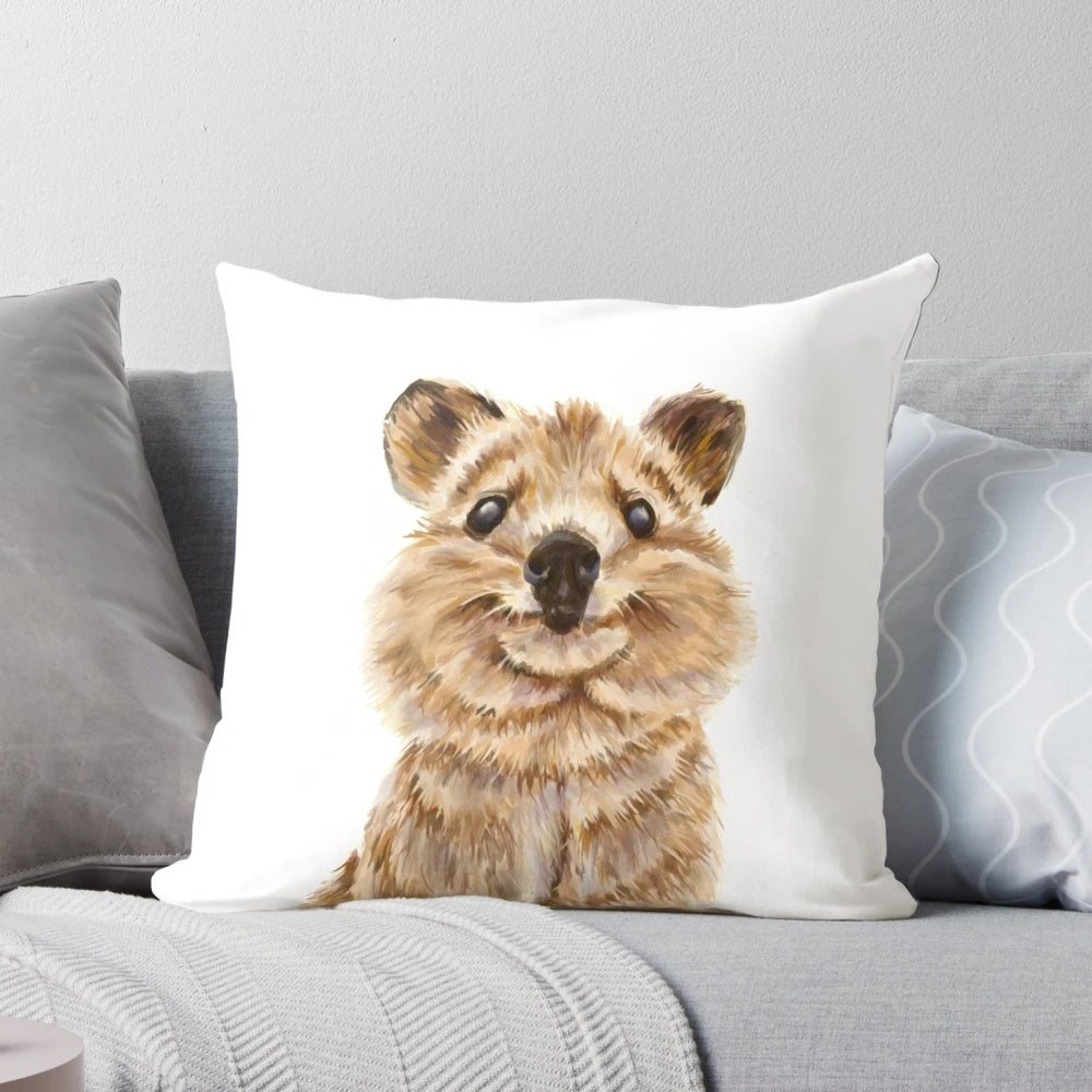 Plush quokka pillow with a charming, smiling face