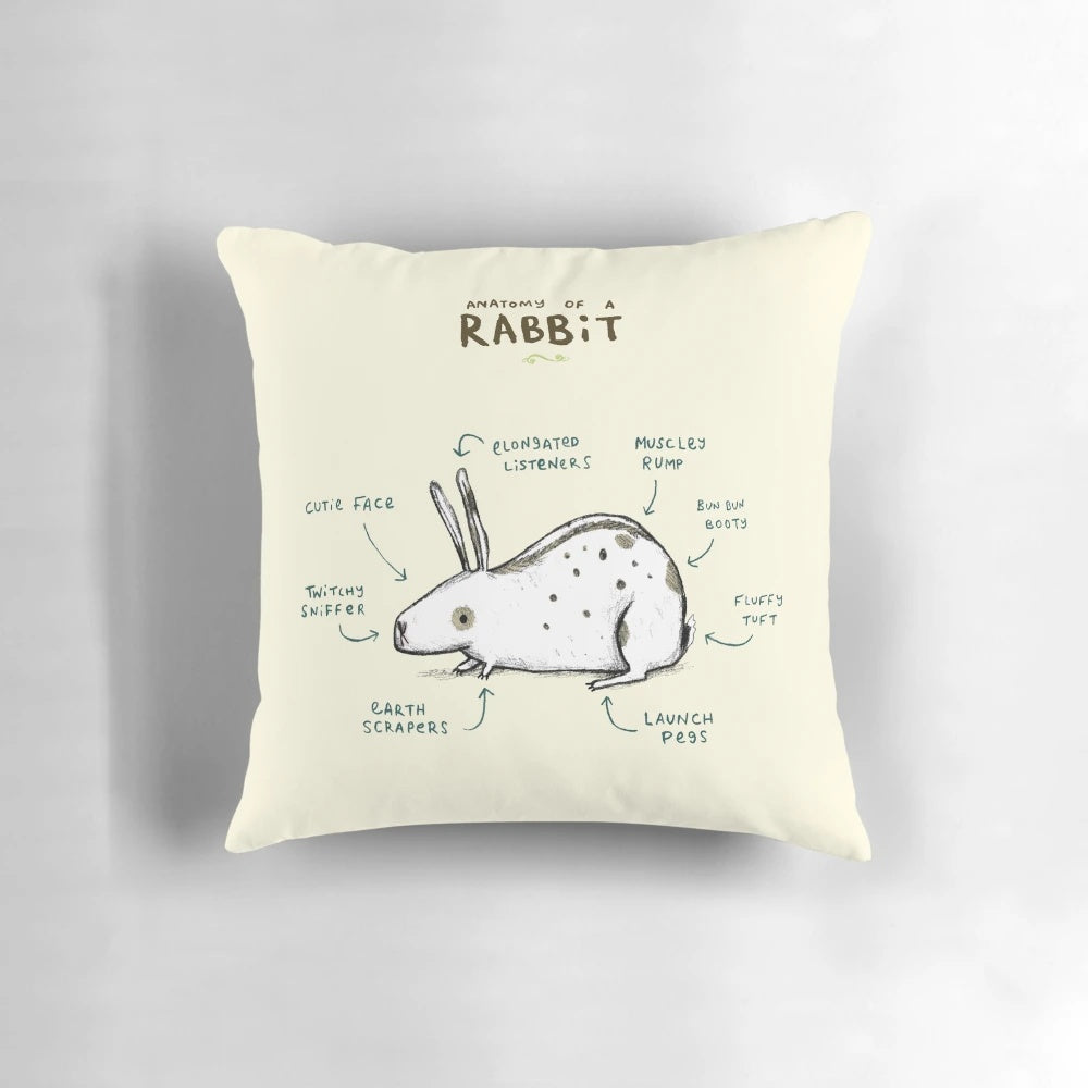 Plush rabbit-shaped pillow with anatomical design