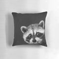 Cute and cuddly raccoon graphic printed on a soft and cozy throw pillow