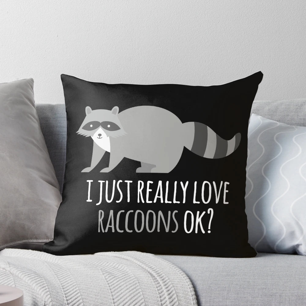 Soft, plush pillow featuring an adorable raccoon design for nature and animal lovers.