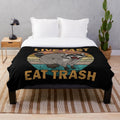 Cute Raccoon Plush Blanket with "Live Fast Eat Trash" Design