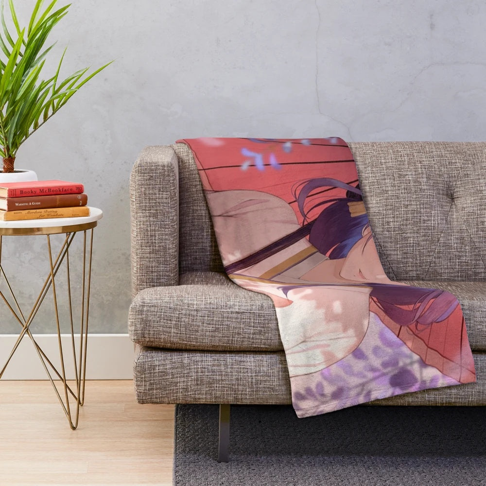 Raiden and Yae anime-style plush blanket