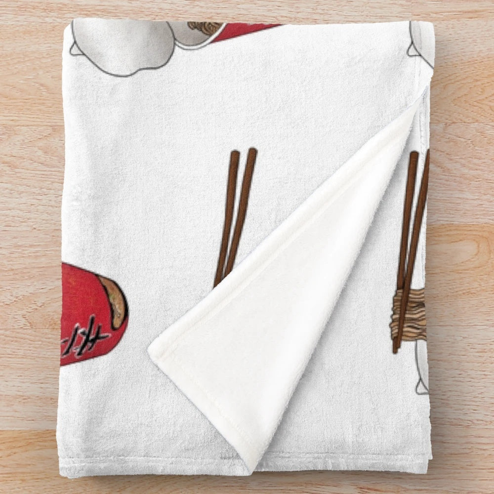 Ramen noodle-themed plush blanket for cozy and whimsical home decor
