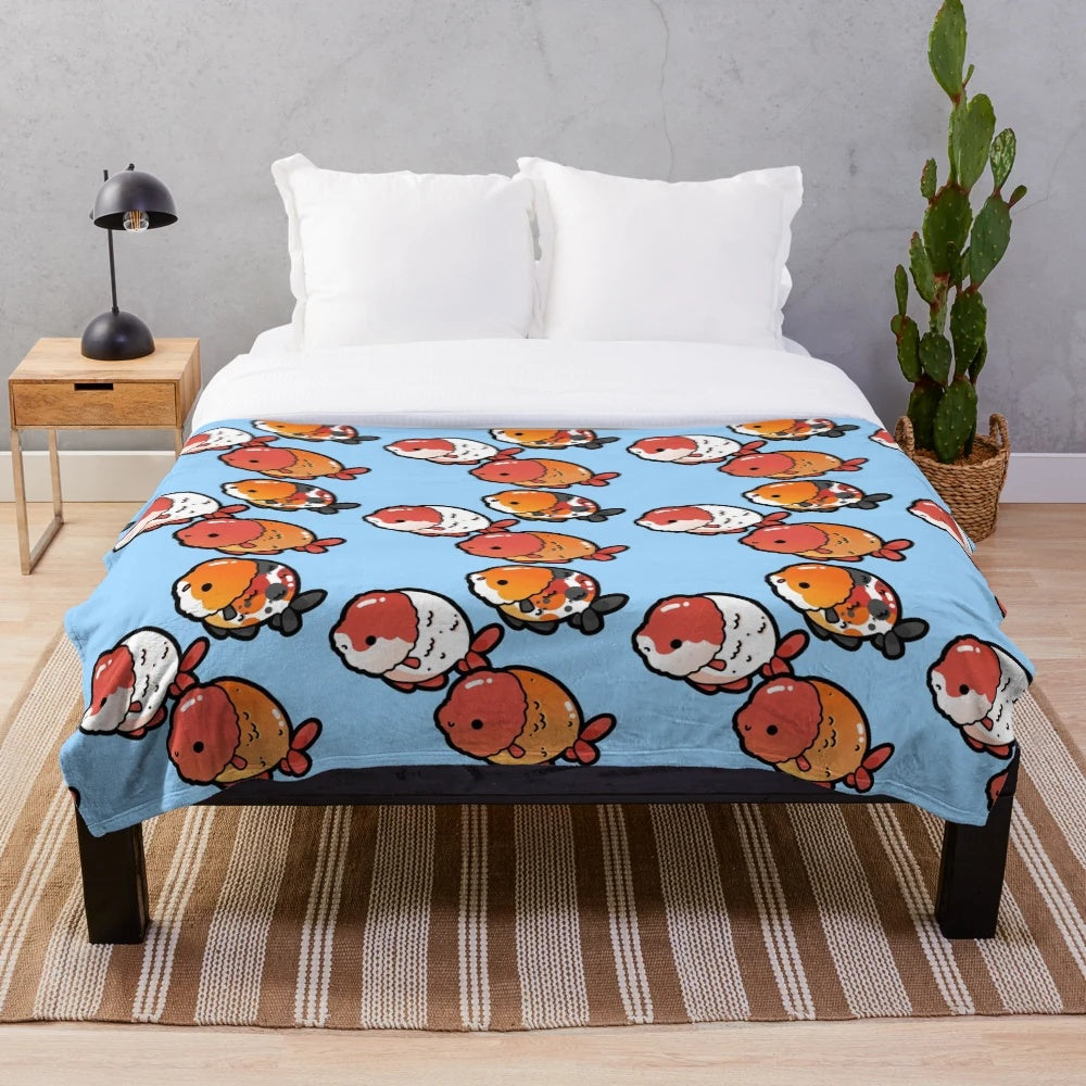 Soft and Cuddly Ranchu Goldfish Plush Blanket