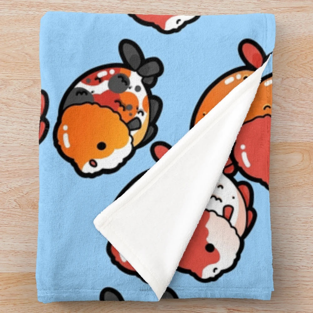 Soft and Cuddly Ranchu Goldfish Plush Blanket