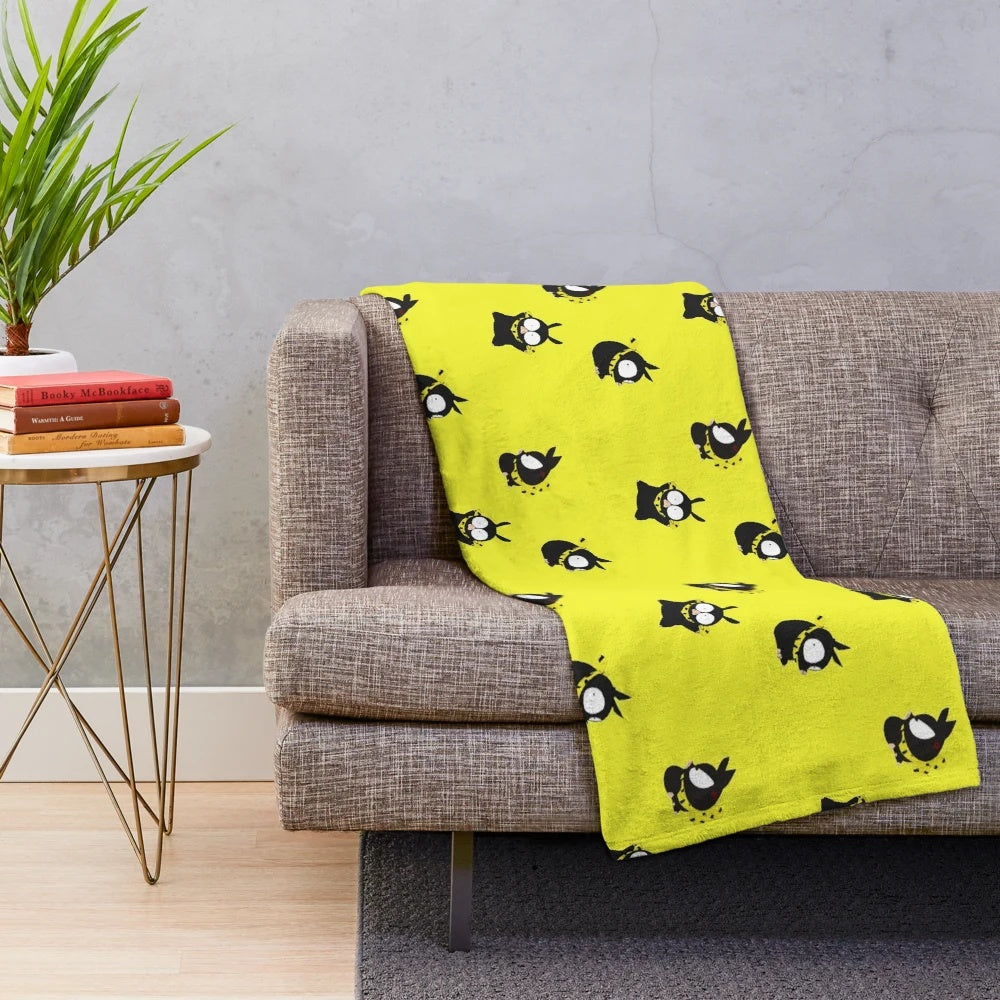 Ranma 1/2 P-Chan inspired plush blanket with a yellow background