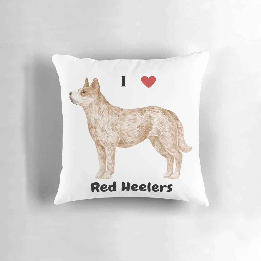 Red Cattle Dog Illustration on a Decorative Pillow