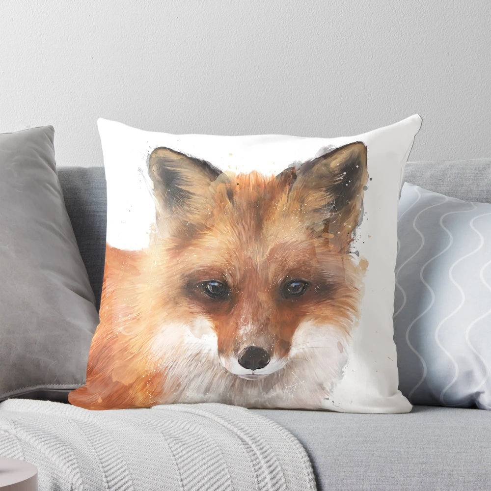 Soft, plush red fox pillow with a realistic and cute design