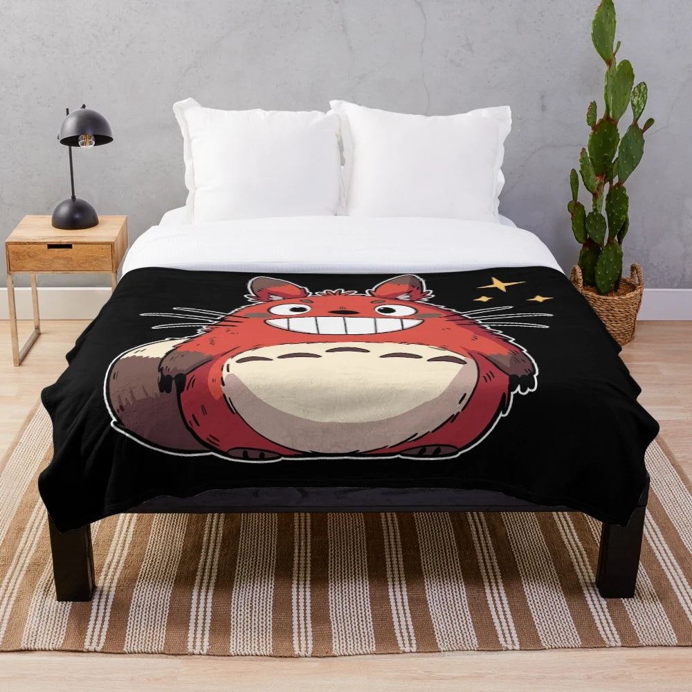 Cozy red panda inspired plush blanket for anime fans