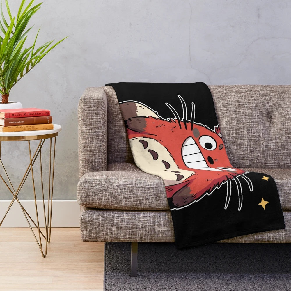 Cozy red panda inspired plush blanket for anime fans