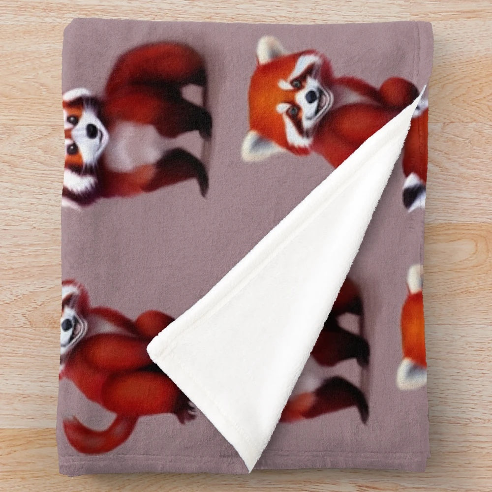 Soft and cuddly red panda plush blanket with a cute ginger bear design