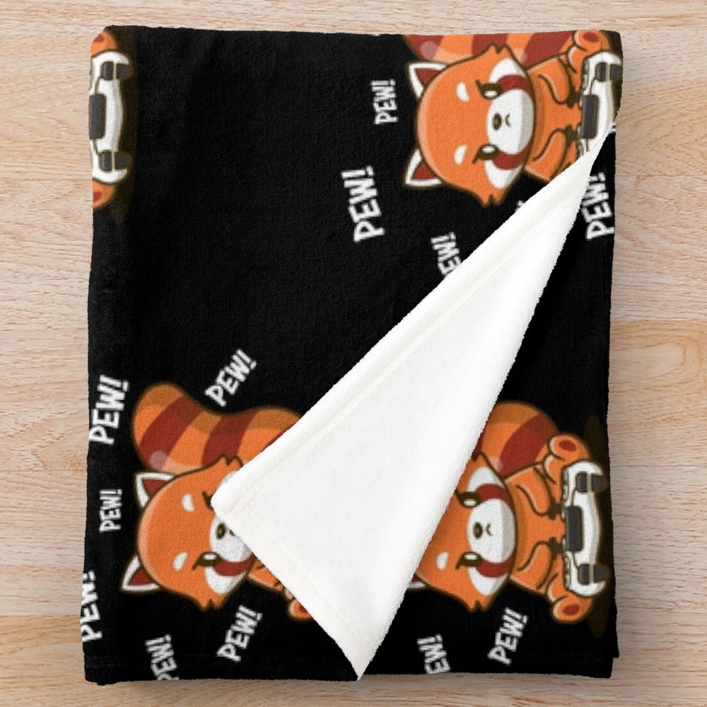 Cozy red panda plush blanket with cute and cuddly design