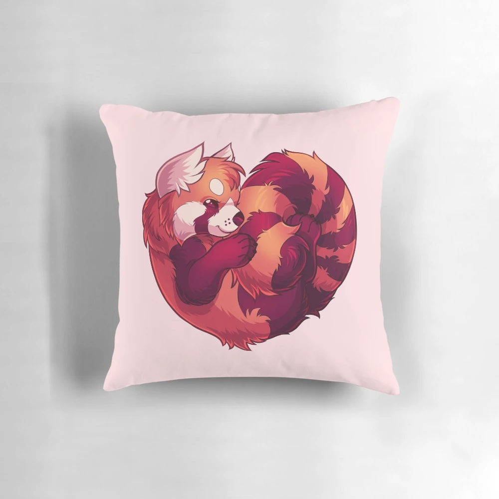Soft and plush red panda-shaped pillow for home decor