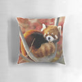 Fluffy red panda-themed throw pillow with a soft, plush design