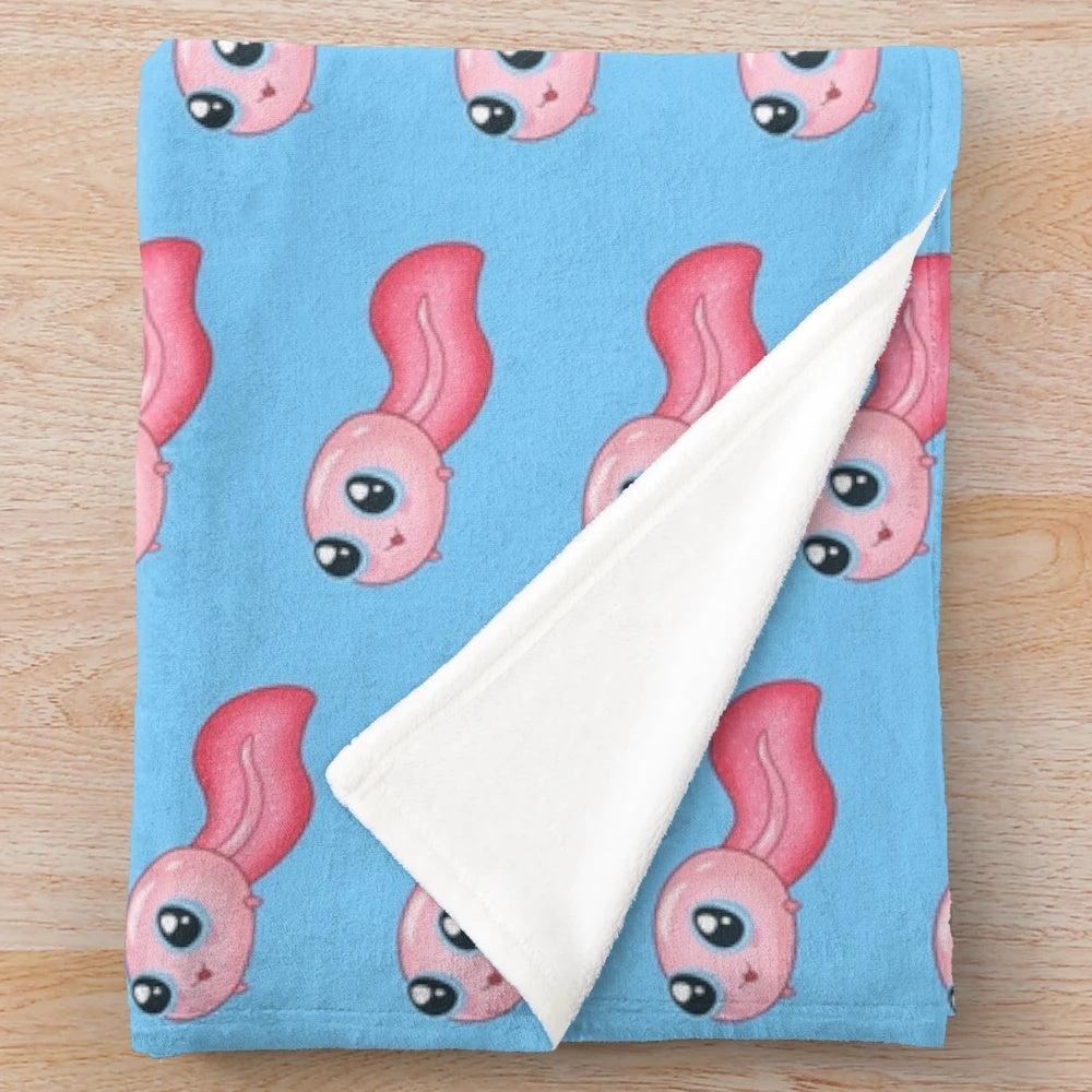 Red tadpole plush blanket with cute frog design