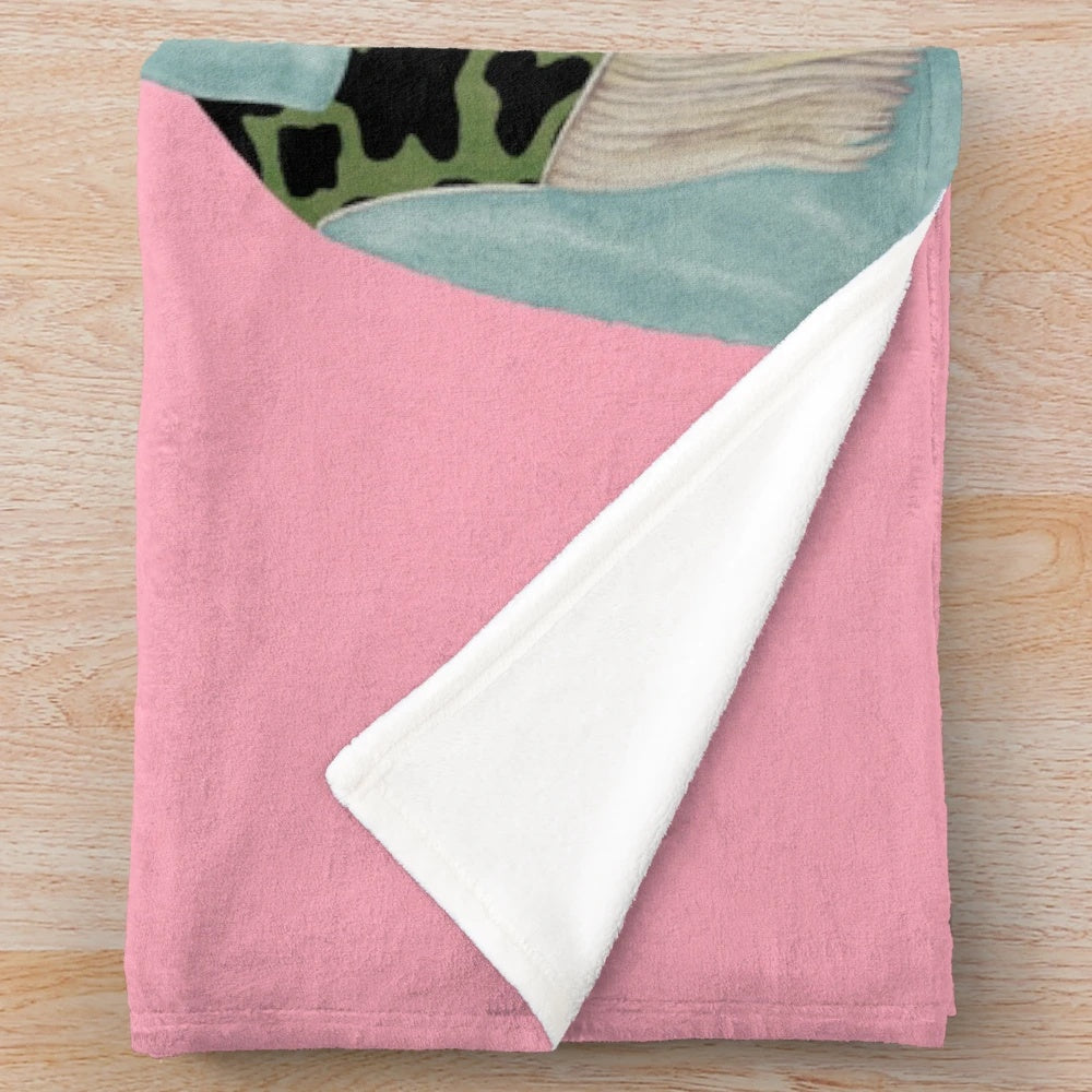 A cozy and cute plush blanket featuring a rodeo kitty or cowboy cat design