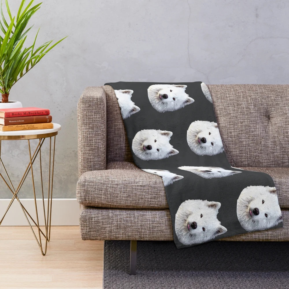 Soft and cuddly samoyed dog plush blanket