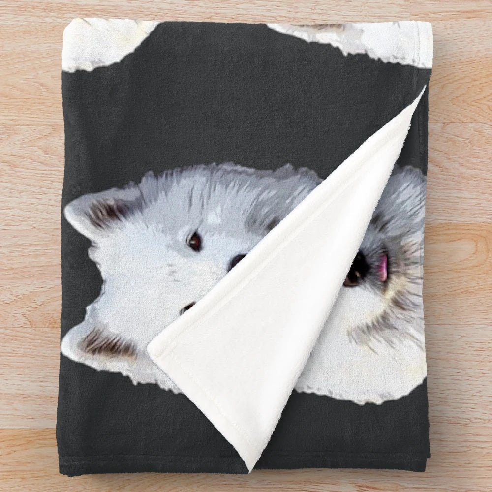Soft and cuddly samoyed dog plush blanket