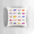 Colorful pillow featuring a bright and cheerful sea slug or nudibranch design