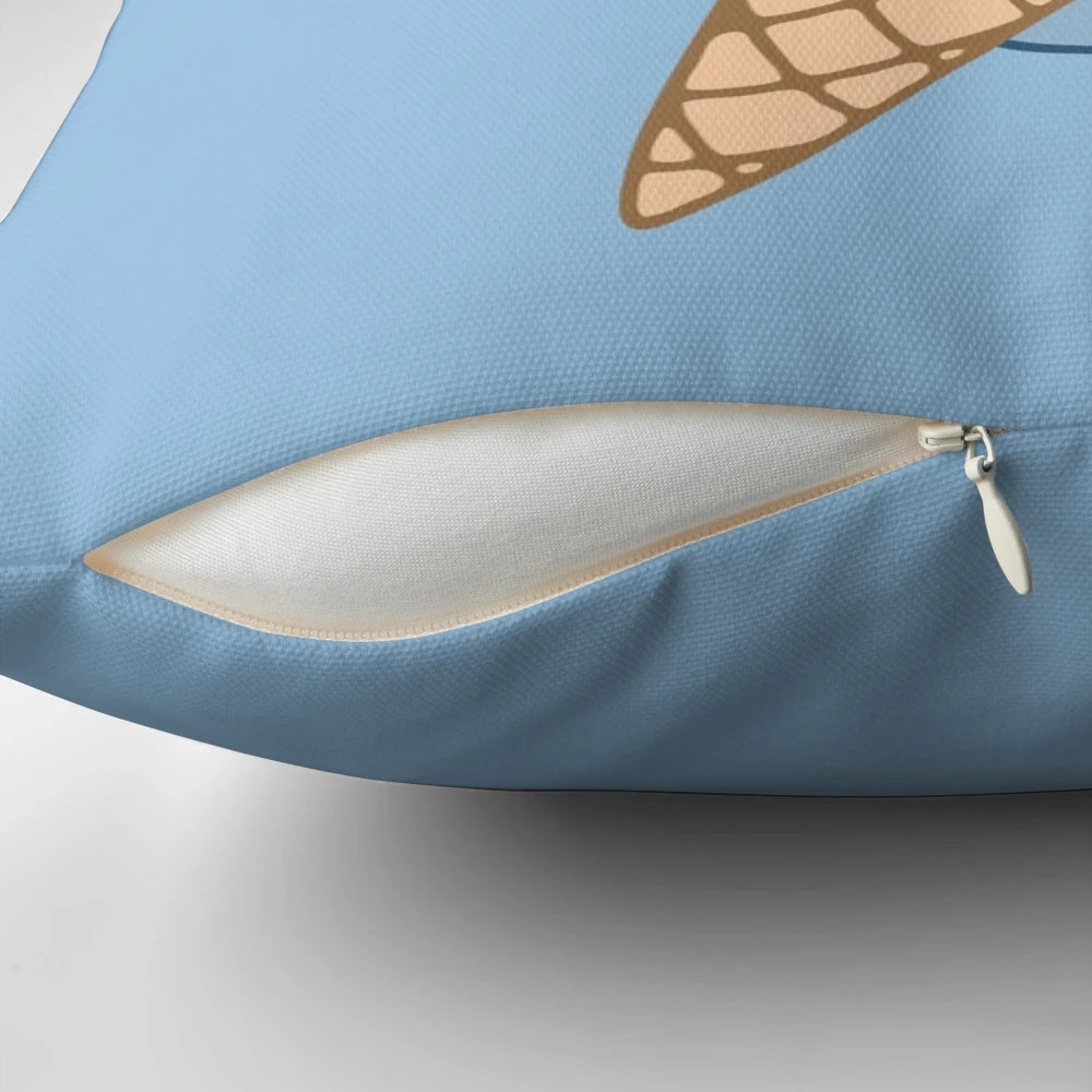 Cozy pillow featuring a cute shark and ice cream design, perfect for adding a touch of whimsy to your home.