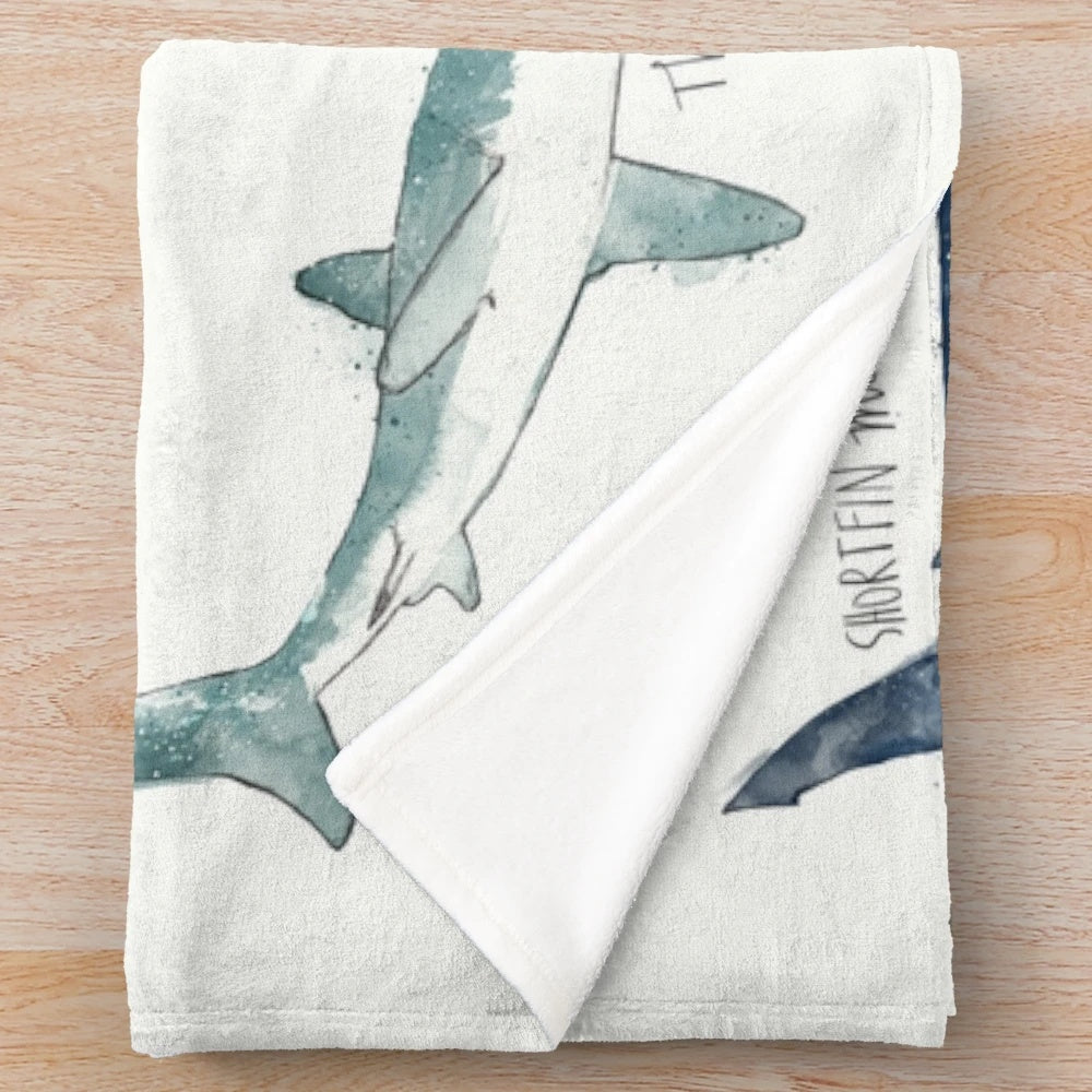 Sharks Plush Blanket with Various Shark Species