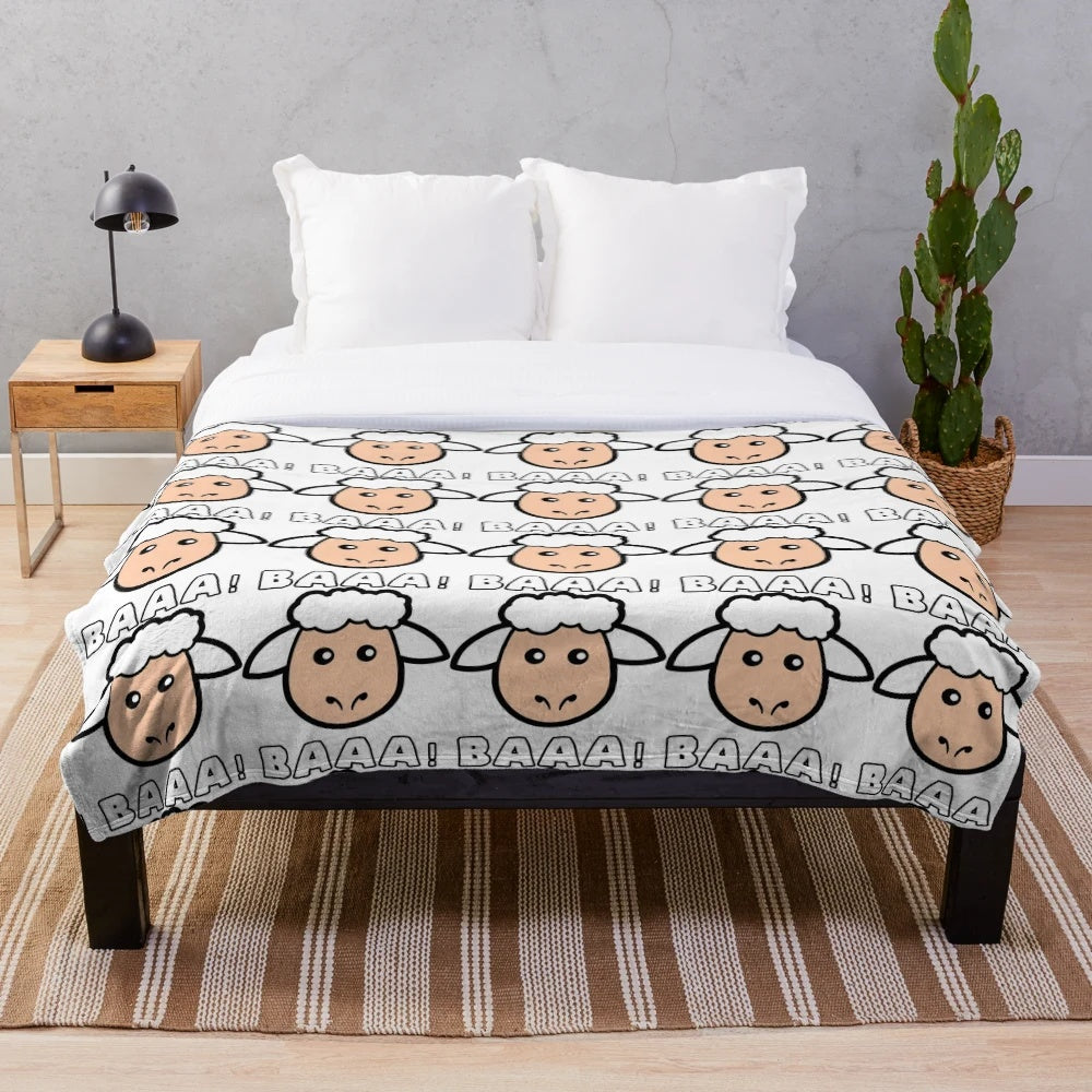 Soft and cuddly sheep plush blanket with a colorful, abstract legendary animal design