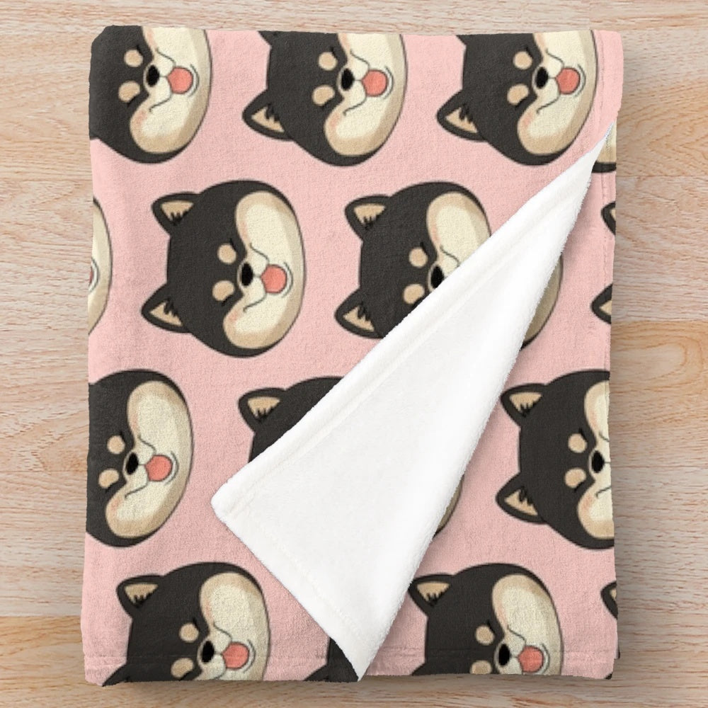 Cute Shiba Inu face plush blanket