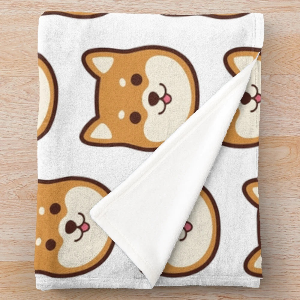Shiba Inu plush blanket with a cute, fluffy design