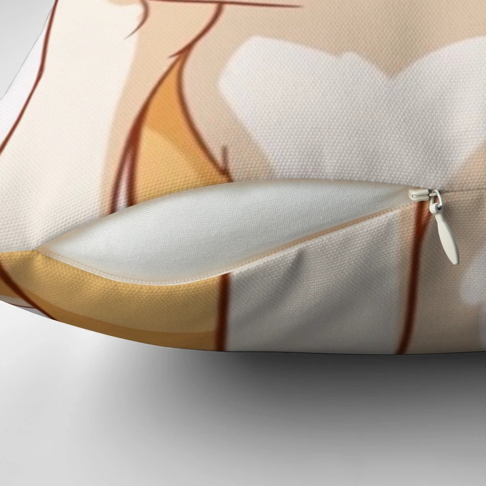 A fluffy, soft pillow featuring a cute, anime-inspired Shiba Inu dog design for a touch of kawaii style.