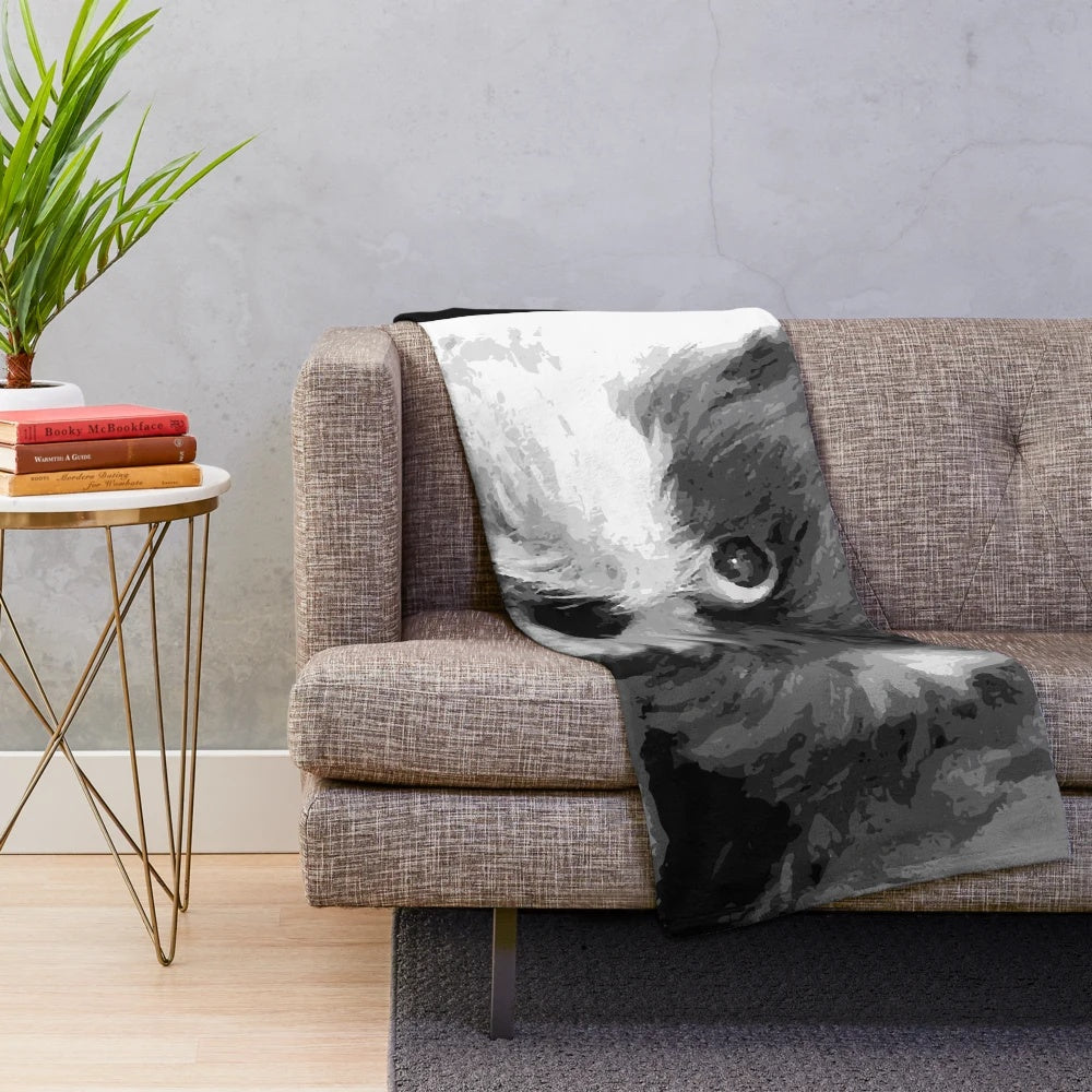 Shih Tzu dog plush blanket with cute, surprised expression