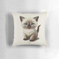 Soft, plush pillow featuring a cute Siamese kitten design