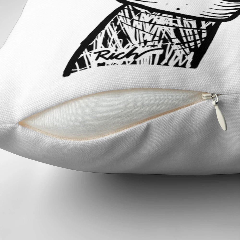 Playful illustration of a sighthound or greyhound, whippet, or lurcher dog on a plush decorative pillow
