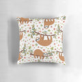 A plush, kawaii-style pillow featuring a cuddly sloth design in shades of gray and brown with a cute, chibi-inspired expression.