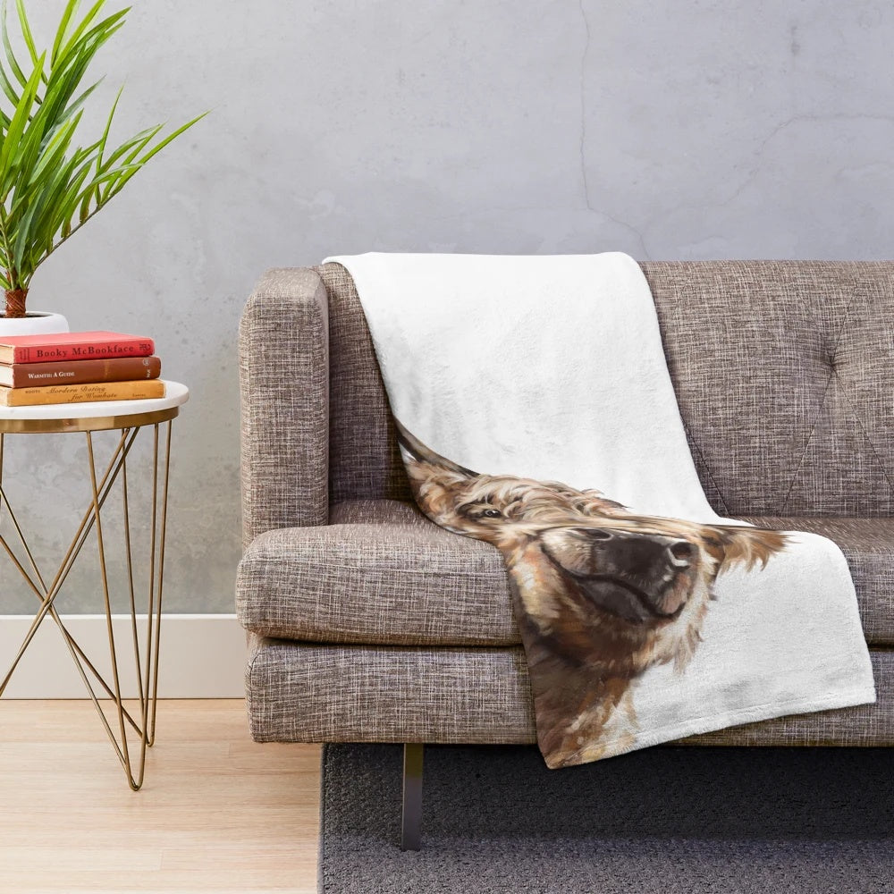 Cute highland cow plush blanket