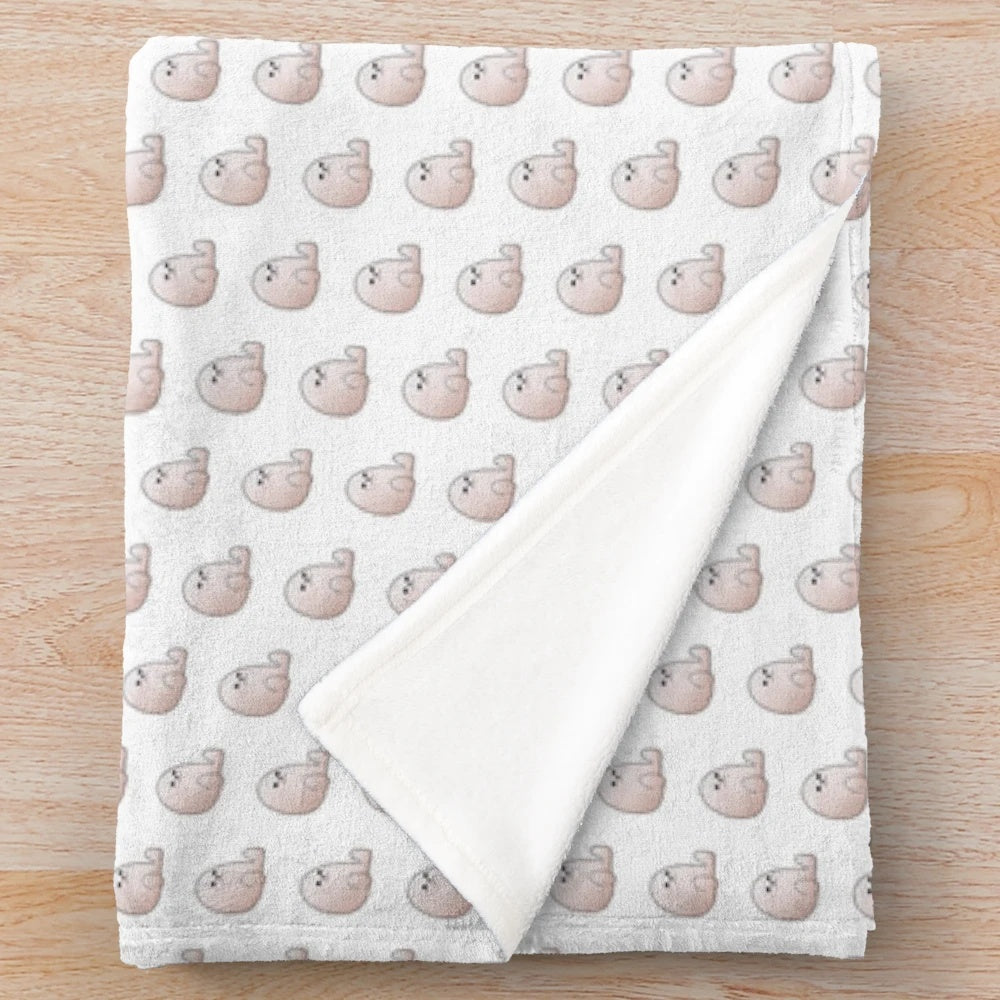 Soft, white eggdog plush blanket with a cute, wholesome dog meme design