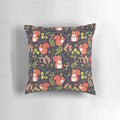 Whimsical illustration of a cute, cartoon-style squirrel on a decorative pillow