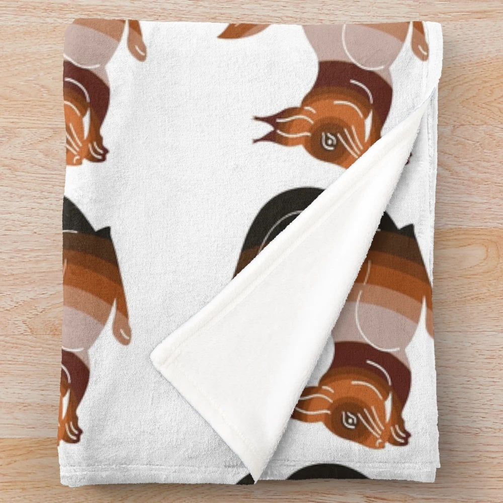 Squirrel plush blanket with colorful abstract art design