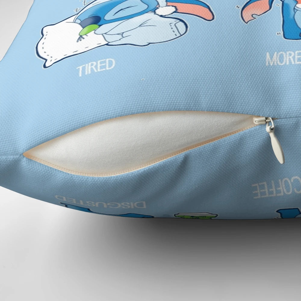 Soft and cuddly Stitch-themed emoticon pillow with a sweet, chibi-inspired design.