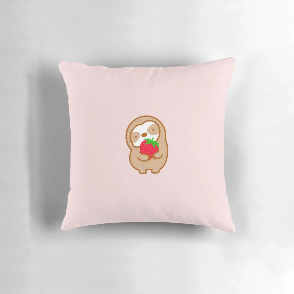 Soft, cuddly strawberry-themed sloth plush pillow perfect for home decor or gift giving