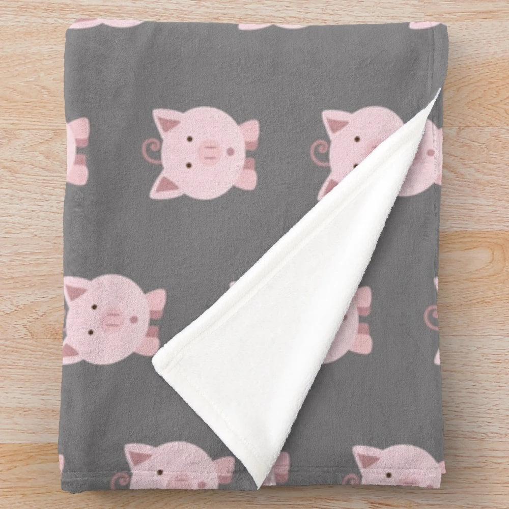 Soft and Cuddly Surprised Pig Plush Blanket
