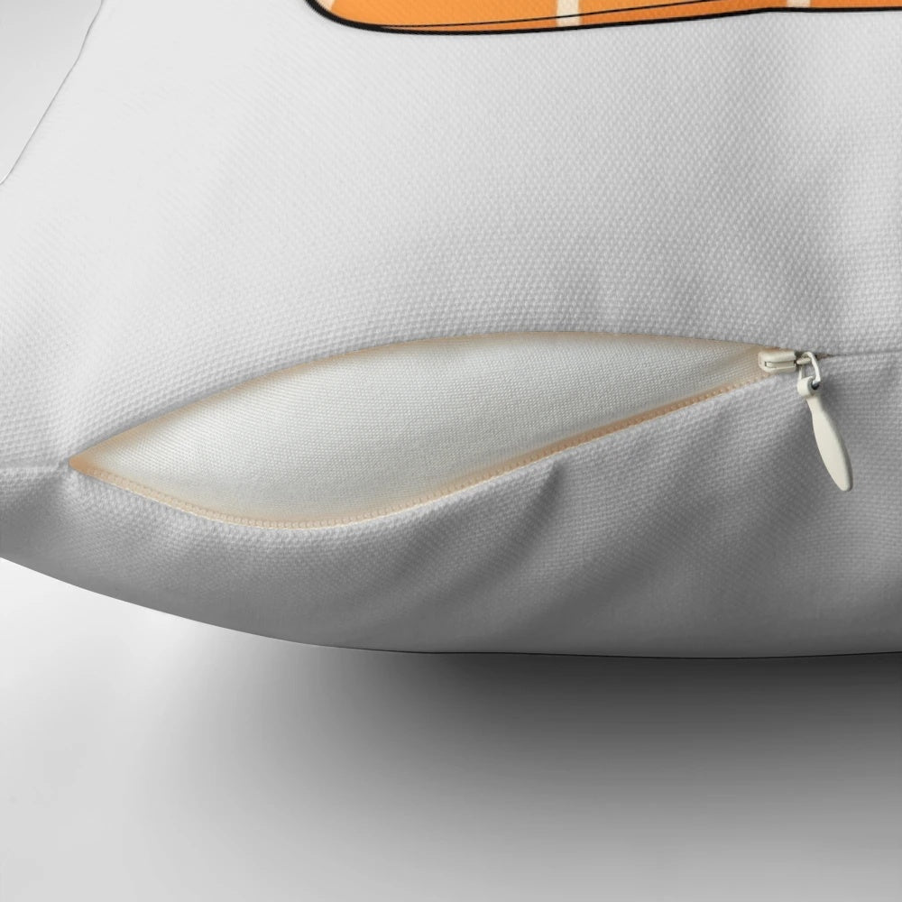Sleepy sushi-themed bed pillow with cute rice ball, seaweed, and nigiri faces