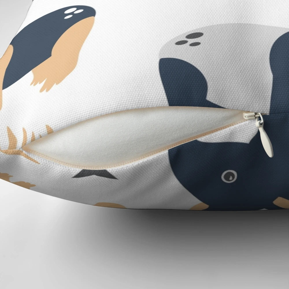 Soft, plush pillow featuring a cute tapir character in a whimsical, abstract design