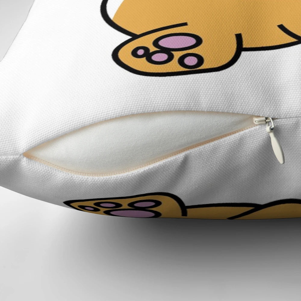 A plush and soft pillow designed in the shape of a chunky corgi's backside.