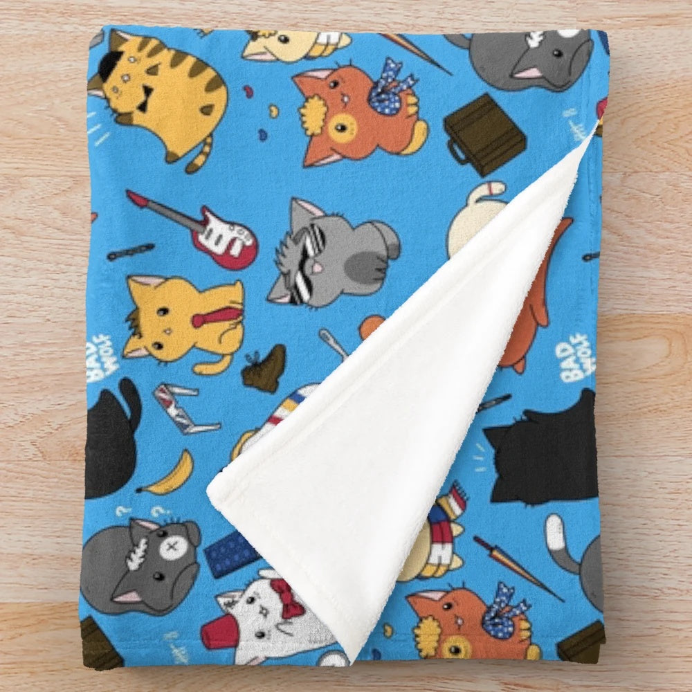 Time Lord Kittens Plush Blanket featuring original cat and kitten fan art design