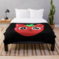 A cozy and cuddly plush blanket featuring an adorable tomato-shaped cat design