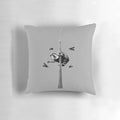 Soft, plush pillow featuring a playful Toronto raccoon, also known as a 'trash panda', against the iconic Toronto skyline.