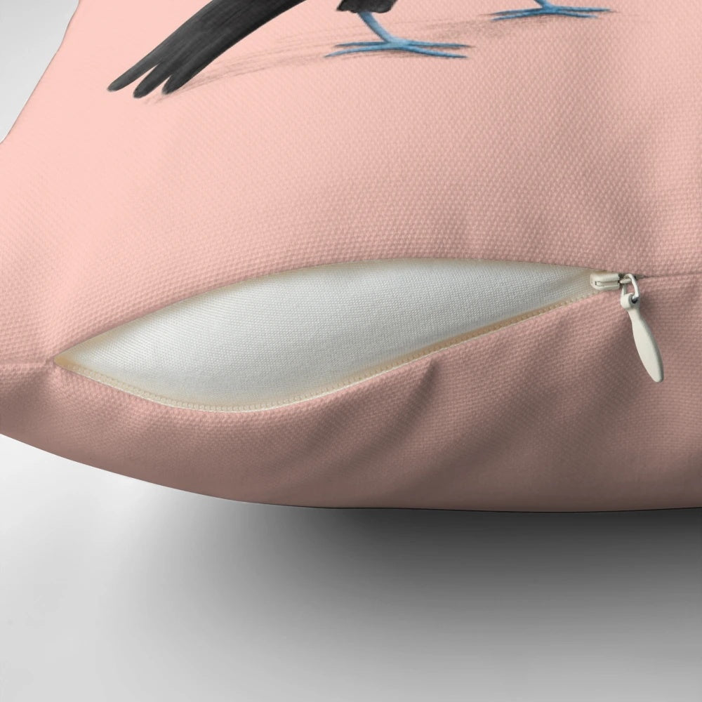 Soft, pink toucan plush pillow with two toucans hugging and cuddling