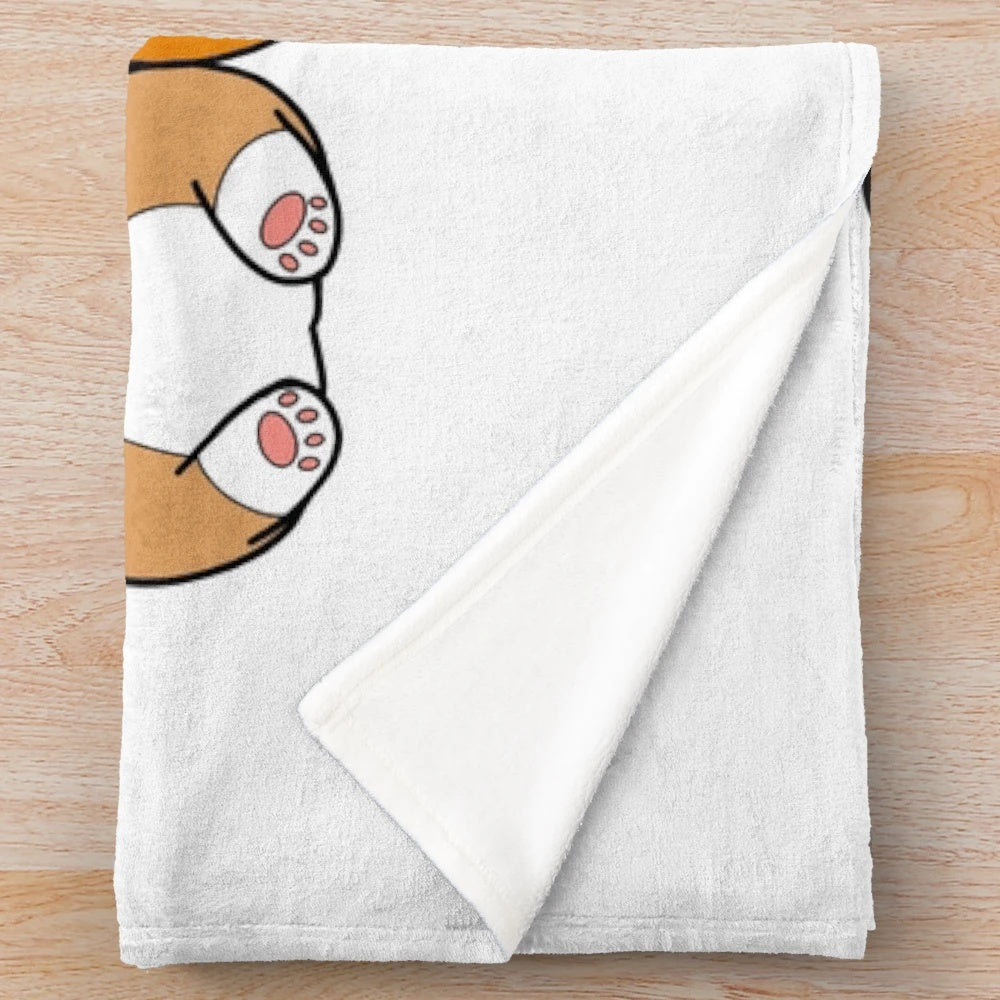 Thicc Corgis Plush Blanket featuring a hand-drawn tricolor corgi design